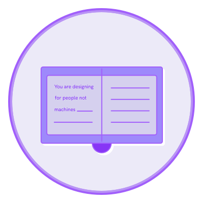 image of book with text that says, 'you are designing for humans not machines'