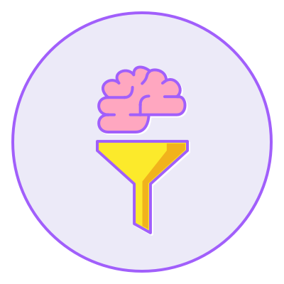 Illustration of a brain being sent through a funnel